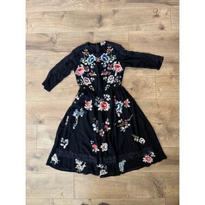 ASOS 6 Embroidered floral eyelet lace Midi dress Prom Dance Formal 3/4 sleeve